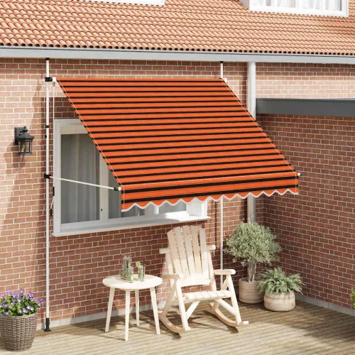 Tenda na ručno uvlačenje 250 cm narančasto-smeđa - narančasta i smeđa 250 cm Bijeli okvir Cijena