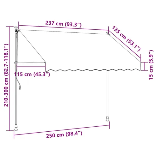 Tenda na ručno uvlačenje 250 cm narančasto-smeđa - narančasta i smeđa 250 cm Bijeli okvir Cijena