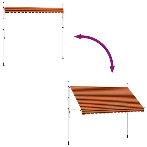 Tenda na ručno uvlačenje 350 cm narančasto-smeđa - narančasta i smeđa 350 cm Bijeli okvir Cijena