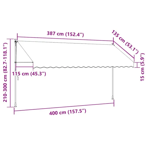 Tenda na ručno uvlačenje 400 cm narančasto-smeđa - narančasta i smeđa 400 cm Bijeli okvir Cijena