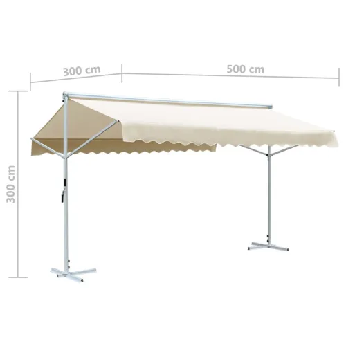 Samostojeća tenda 500 x 300 cm krem - Krema 5 x 3 m 1 s bijelim okvirom Cijena