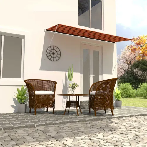 Tenda na uvlačenje 350 x 150 cm narančasto-smeđa - Narančasta i smeđa 350 x 150 cm Cijena