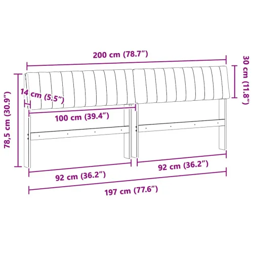 Tapecirani uzglavlje Svijetlo siva 200 cm Čvrsto borovo drvo - Smeđa i svijetlo siva 200 cm Cijena