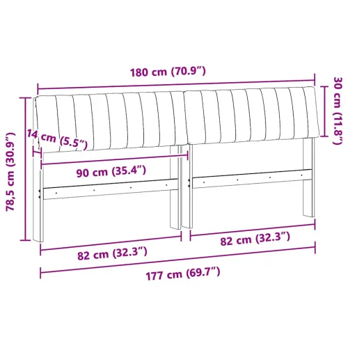 Tapecirani uzglavlje Sivo-smeđa 180 cm Čvrsto borovo drvo - Smeđa i taupe 180 cm Cijena