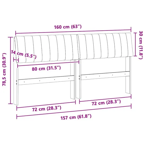 Tapecirani uzglavlje Sivo-smeđa 160 cm Čvrsto borovo drvo - Smeđa i taupe 160 cm Cijena