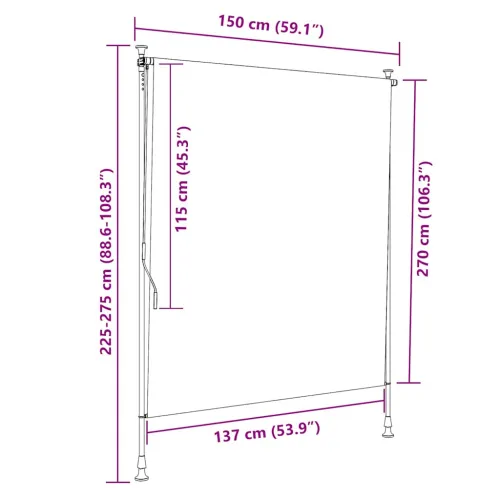 Vanjska roleta 150 x 270 cm antracit - Antracit 150 x 270 cm Cijena