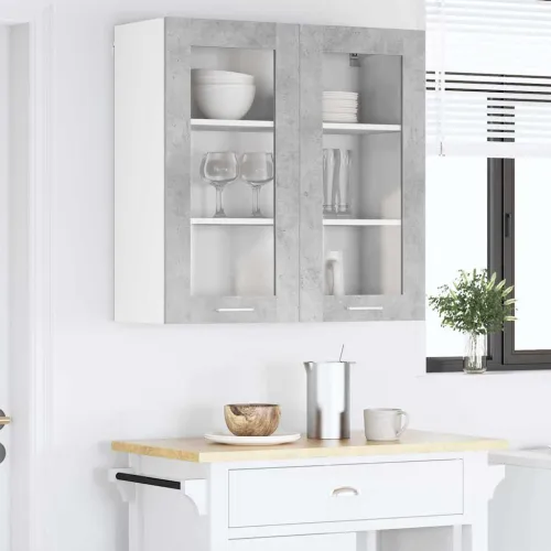 Viseći ormarić Betonski sivi 80 x 31 x 80 cm Konstruirano drvo - Betonska siva 1x viseći stakleni ormar (2 vrata) 80 cm širok 80 Cijena