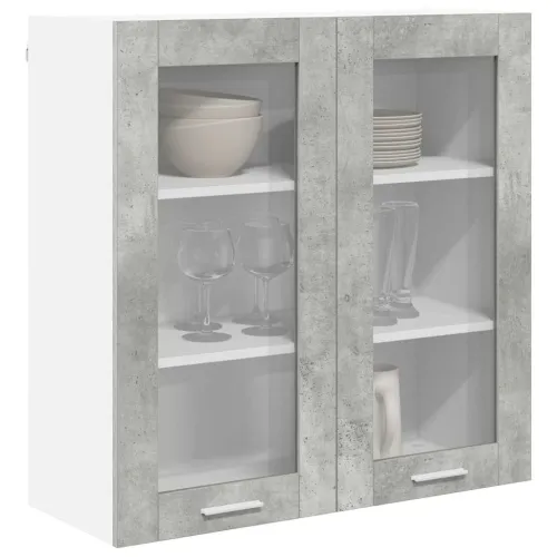 Viseći ormarić Betonski sivi 80 x 31 x 80 cm Konstruirano drvo - Betonska siva 1x viseći stakleni ormar (2 vrata) 80 cm širok 80 Cijena