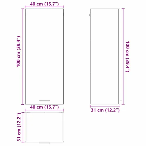 Viseći ormarić Sonoma hrast 40 x 31 x 100 cm Konstruirano drvo - Hrast sonoma 1x viseći ormar (1 vrata) 40 cm širok 100 cm visok Cijena