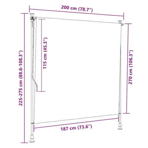 Vanjska roleta 200 x 270 cm krem - Krema 200 x 270 cm 1 Podesiva visina (225 – 275 cm) Cijena