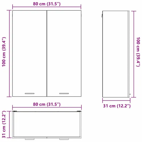 Viseći ormarić Bijelo 80 x 31 x 100 cm Konstruirano drvo - Bijela 1x viseći ormar (2 vrata) 80 cm širok 100 cm visok Cijena