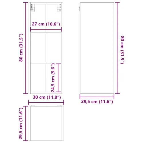 Viseći ormarić Sonoma hrast 30 x 29,5 x 80 cm Konstruirano drvo - Hrast sonoma 1 x viseći ormarić (3 police) 30 cm Cijena