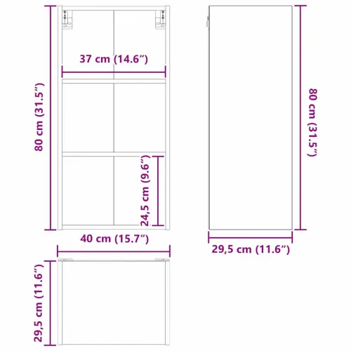 Viseći ormarić Sonoma hrast 40 x 29,5 x 80 cm Konstruirano drvo - Hrast sonoma 1 x viseći ormarić (3 police) 40 cm Cijena