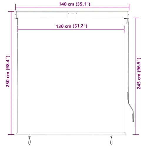 Vanjska roleta 140 x 250 cm bijelo-narančasta - Narančasta i bijela 140 x 250 cm Cijena