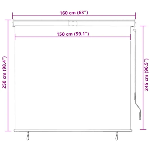 Vanjska roleta 160 x 250 cm bijelo-narančasta - Narančasta i bijela 160 x 250 cm Cijena