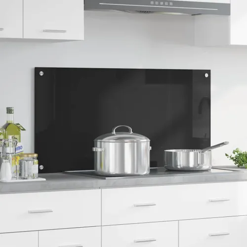 Kuhinjski zid Crna 100 x 50 cm Staklo otporno na udarce - Crna 100 x 50 x 0,8 cm 1 Cijena