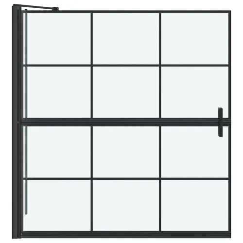 Ekran za kadu i tuš Crna i prozirna 116 x 68 x 128 cm - 116 x 128 cm Kockasti Cijena