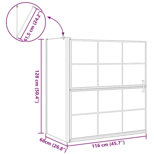 Ekran za kadu i tuš Crna i prozirna 116 x 68 x 128 cm - 116 x 128 cm Kockasti Cijena
