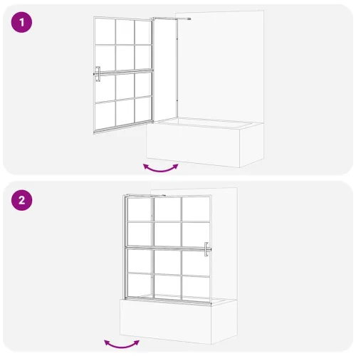 Ekran za kadu i tuš Crna i prozirna 116 x 68 x 128 cm - 116 x 128 cm Kockasti Cijena