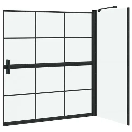 Ekran za kadu i tuš Crna i prozirna 116 x 68 x 128 cm - 116 x 128 cm Kockasti Cijena