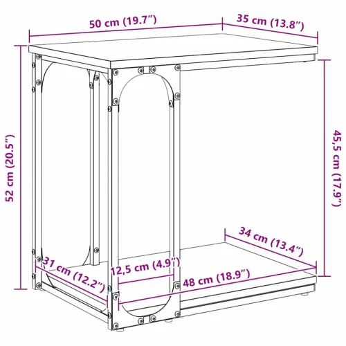 Bocni stol Crni hrast 50 x 35 x 52 cm Konstruirano drvo - Crni hrast 50 x 35 x 52 cm Cijena