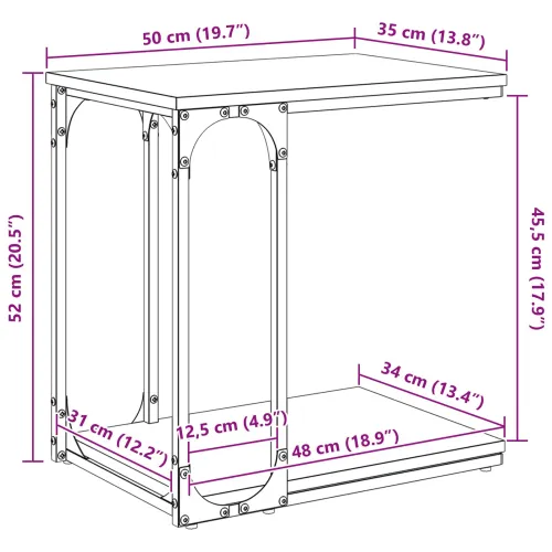 Bocni stol Crni hrast 50 x 35 x 52 cm Konstruirano drvo - Crni hrast 50 x 35 x 52 cm Cijena