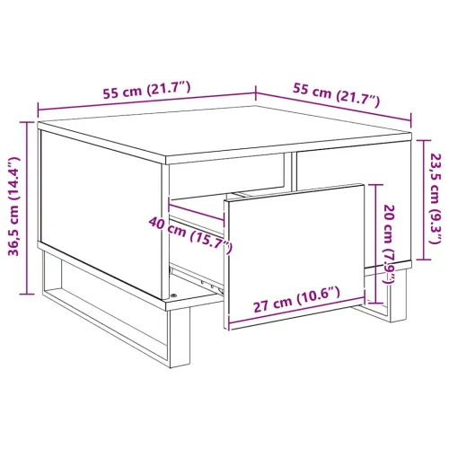Stolić za kavu Crni hrast 55 x 55 x 36,5 cm Konstruirano drvo - Crni hrast Cijena