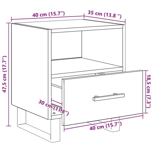 Noćni ormar Crni hrast 40 x 35 x 47,5 cm Konstruirano drvo - Crni hrast 1 Cijena