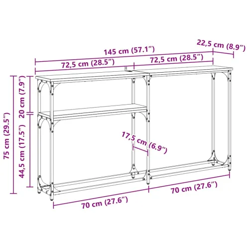 Konzolnistol Crni hrast 146 x 22.5 x 75 cm Konstruirano drvo - Crni hrast 145 cm Cijena