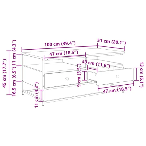 Stolić za kavu Staro drvo 100 x 51 x 45 cm Konstruirano drvo - Staro drvo 100 x 51 x 45 cm Cijena