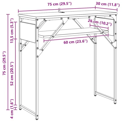 Konzolnistol Crni hrast Konstruirano drvo 75x30x75cm - Crni hrast 75 cm Cijena