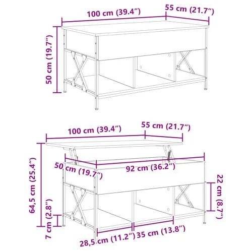 Stolić za kavu Crni hrast 100 x 55 x 48.5 cm Konstruirano drvo - Crni hrast Cijena