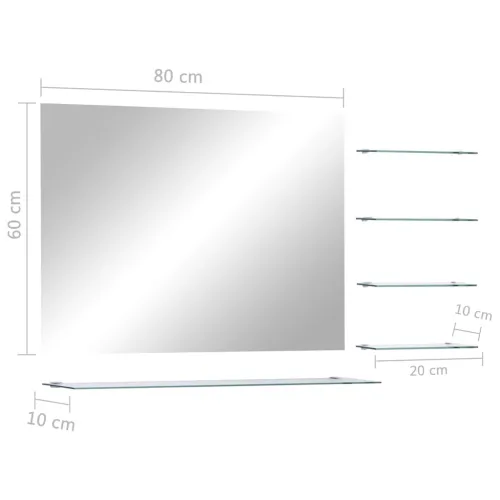 Zidno ogledalo s 5 polica srebrno 80 x 60 cm - 80 x 60 cm (5 polica) Cijena