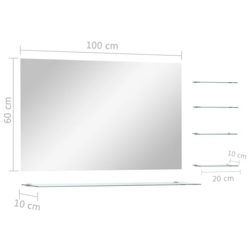 Zidno ogledalo s 5 polica srebrno 100 x 60 cm - 100 x 60 cm (5 polica) Cijena