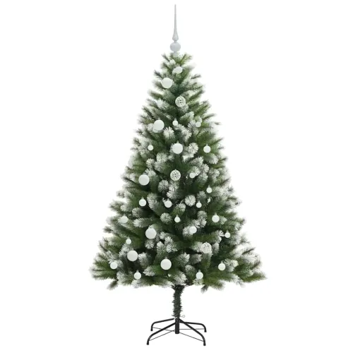 Umjetno Božićno drvce s pokrivačem snijega 150 LED lampica - 150 cm s LED-ima i bijelim kuglicama Cijena