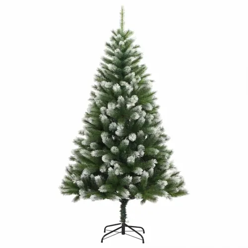 Umjetno Božićno drvce s pokrivačem snijega 150 LED lampica - 150 cm s LED-icama i zlatnim kuglicama Cijena