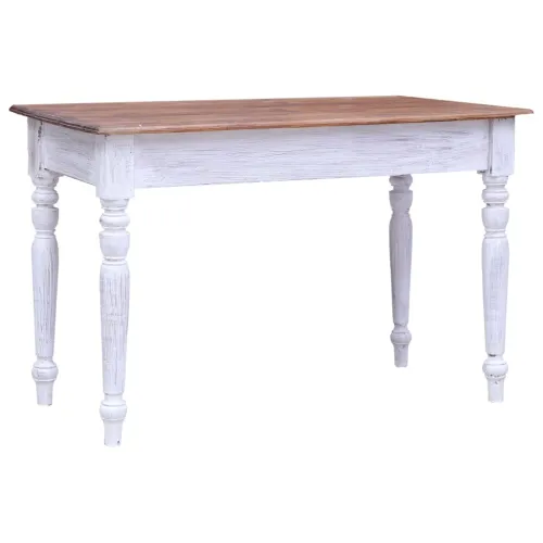 Radni stol s ladicama bijeli 117 x 57 x 75 cm masivni mahagonij - bijela i svijetlo drvo Cijena