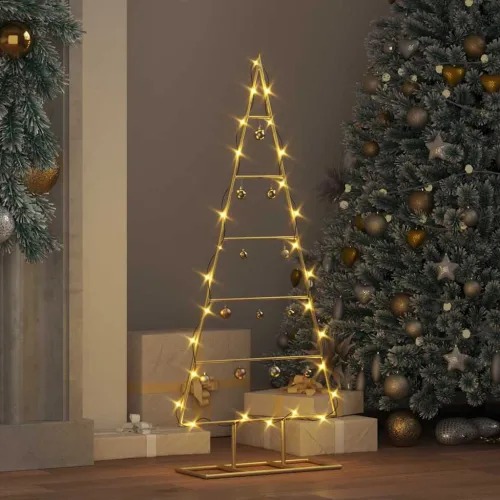 Metalna božićna jelka Zlatno 90 cm Čelik s praškastim premazom - 90 cm Zlatno bez LED Cijena