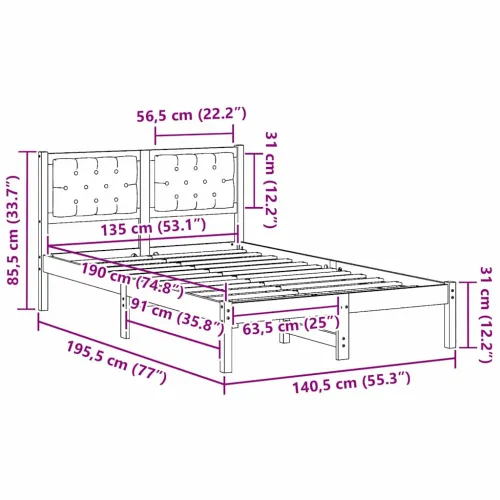 Okvir za krevet s uzglavljem Sivo-smeđa 135 x 190 cm - Smeđa i taupe 135 x 190 cm Cijena
