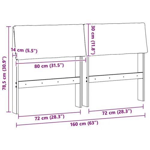 Tapecirani uzglavlje Tamno siva 160 cm Čvrsto borovo drvo - 160 cm smeđe i tamnosivo Cijena