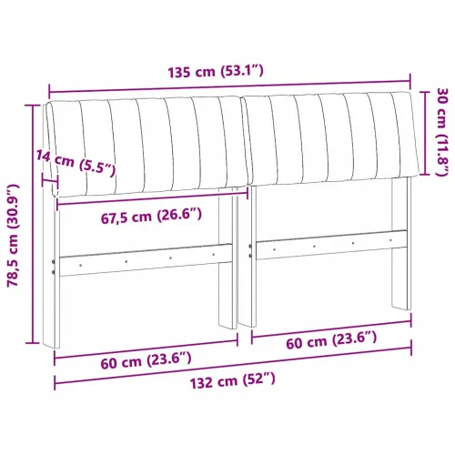 Tapecirani uzglavlje Sivo-smeđa 135 cm Čvrsto borovo drvo - Smeđa i taupe 135 cm Cijena