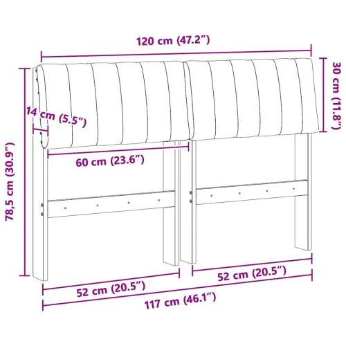 Tapecirani uzglavlje Crna 120 cm Čvrsto borovo drvo - Smeđa i crna 120 cm Cijena