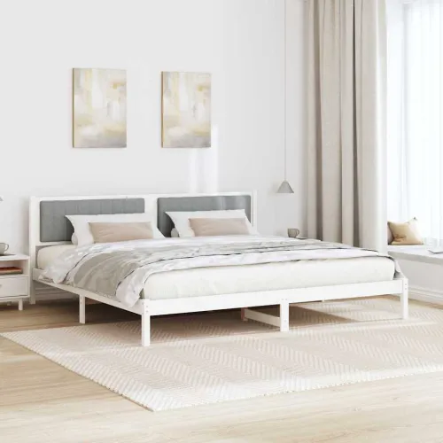 Okvir za krevet s uzglavljem Svijetlo siva 200 x 200 cm - 200 x 200 cm Bijela i svijetlosiva Cijena