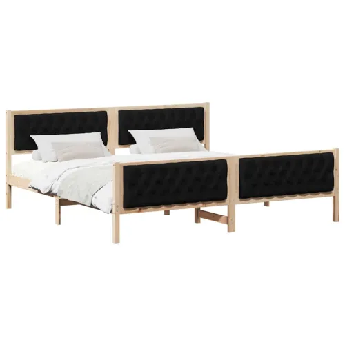 Okvir za krevet Crna 200 x 200 cm Čvrsto borovo drvo - Smeđa i crna 200 x 200 cm Cijena