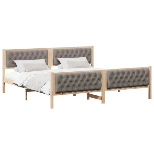 Okvir za krevet s uzglavljem Sivo-smeđa 200 x 200 cm - Smeđa i taupe 200 x 200 cm Cijena