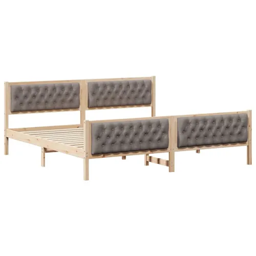 Okvir za krevet s uzglavljem Sivo-smeđa 200 x 200 cm - Smeđa i taupe 200 x 200 cm Cijena