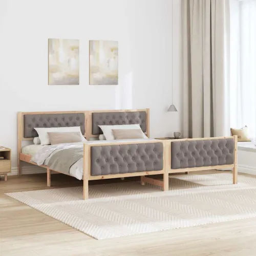 Okvir za krevet s uzglavljem Sivo-smeđa 200 x 200 cm - Smeđa i taupe 200 x 200 cm Cijena