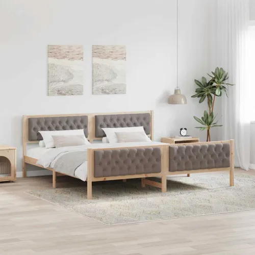 Okvir za krevet s uzglavljem Sivo-smeđa 200 x 200 cm - Smeđa i taupe 200 x 200 cm Cijena