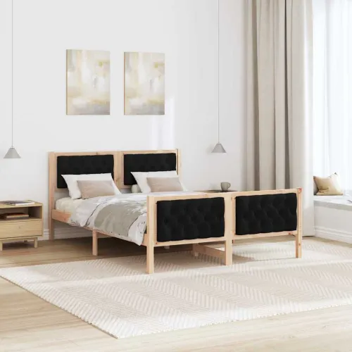 Okvir za krevet Crna 140 x 200 cm Čvrsto borovo drvo - Smeđa i crna 140 x 200 cm Cijena