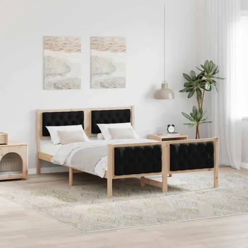 Okvir za krevet Crna 140 x 200 cm Čvrsto borovo drvo - Smeđa i crna 140 x 200 cm Cijena